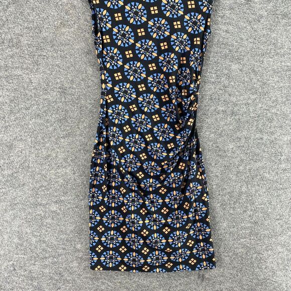 Mata Traders Dress Women XS Black Geometric Sheath Midi Round Neck Sleeveless - Picture 4 of 9